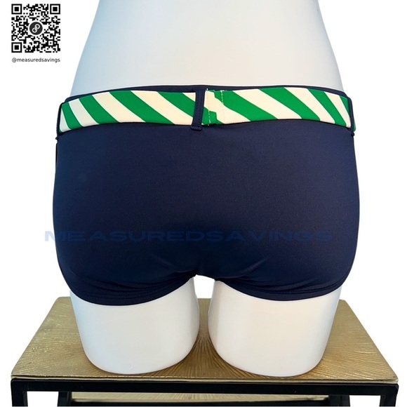 Size Large NWT Navy and Kelly Green Belted Bikini Bottoms by Anne Cole Signature - Picture 2 of 8